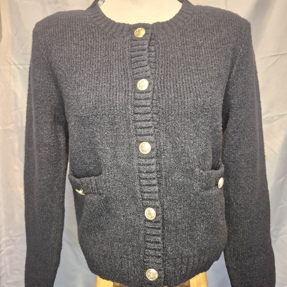 Elegant Black Button-Up Cardigan